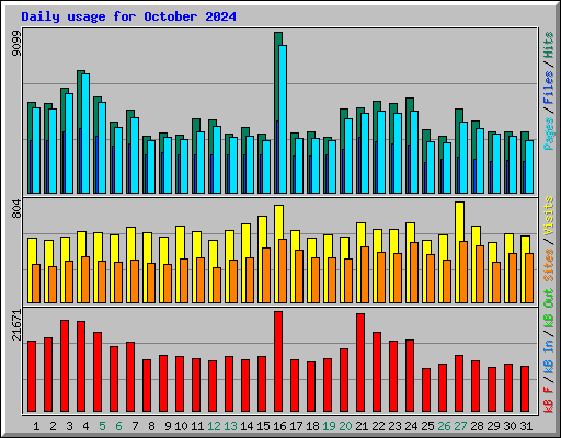 Daily usage for October 2024
